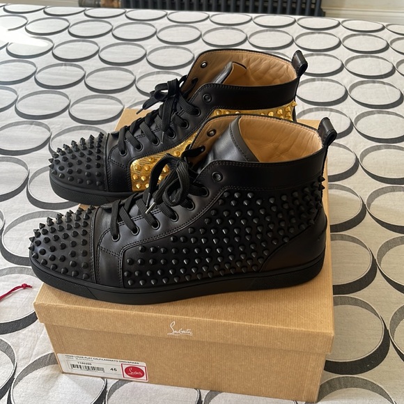 Christian Louboutain Red Bottoms, Men’s Size US (12) EU (45) Black & Gold - Picture 2 of 7